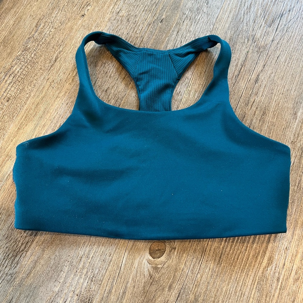 Athleta Girl Deep Teal Cloud racerback Sports bra 12